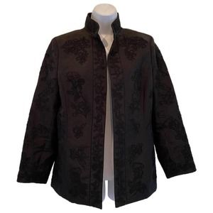 Linda Allard Ellen Tracy  Black Silk Blazer 10